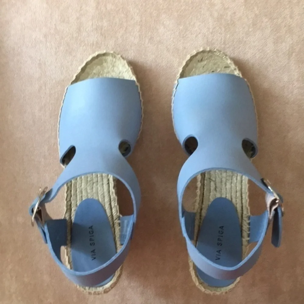 VIA‎ SPIGA Blue Leather Espadrille Wedge